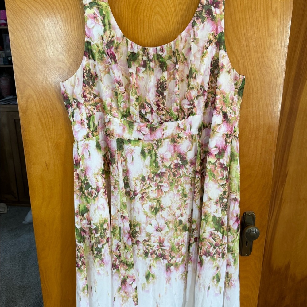 Dress Barn Floral Midi Dress - Pink and Green